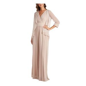 R&M RICHARDS Womens Beige Unlined 3/4 Sleeve Open Front Wear To Work Cardigan 6